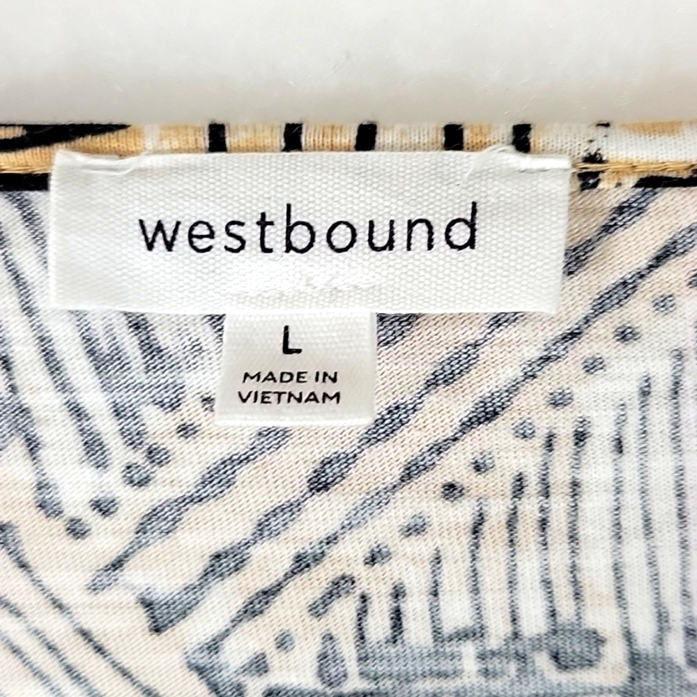 Westbound Slight Balloon Sleeve Notched V-Neckline Top Size L - Picture 2 of 9